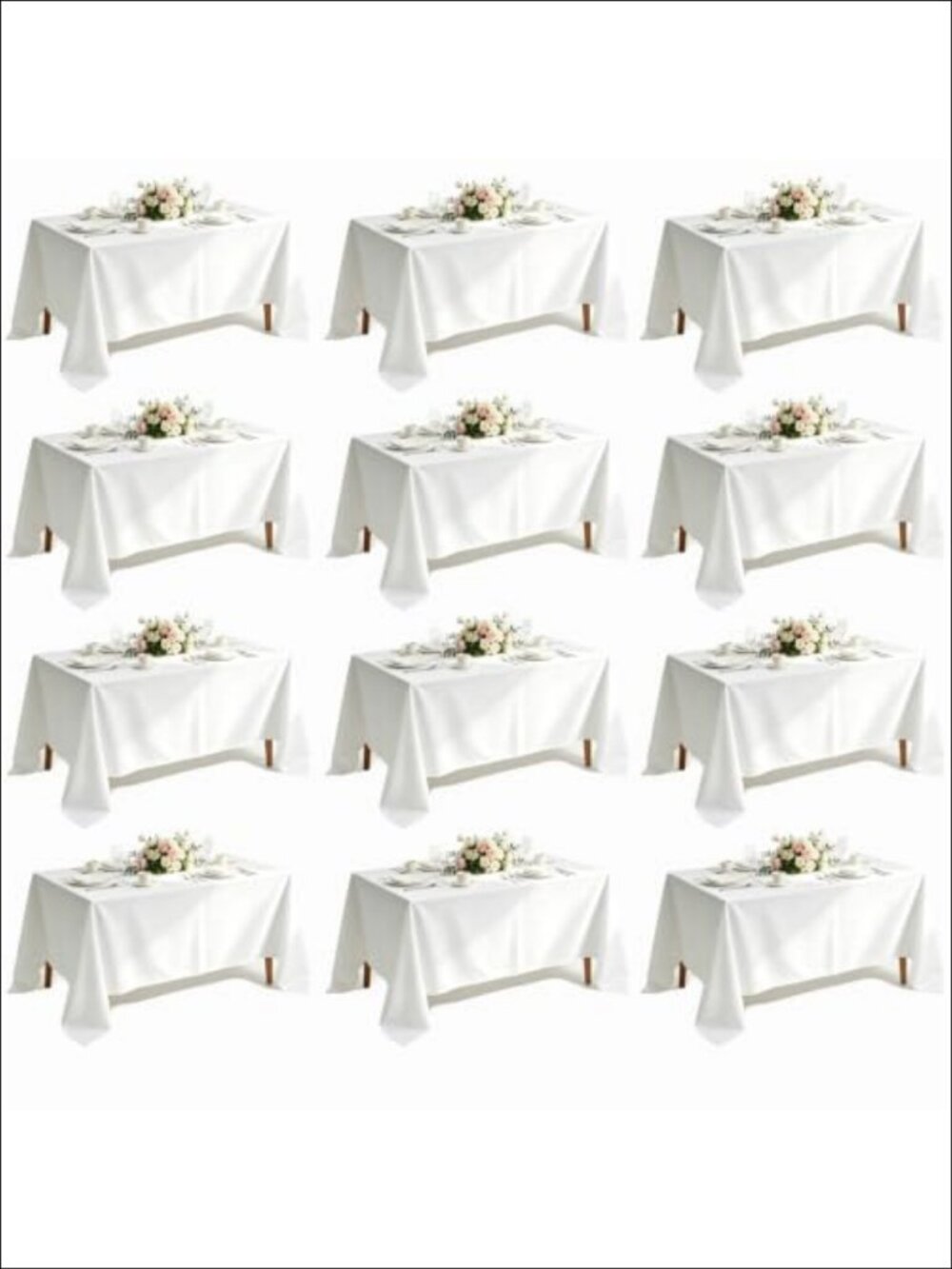 12 Pack White Tablecloths Rectangle 60x102 Inch Polyester Washable Table Cover